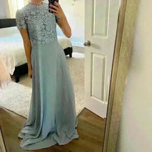 JJs House Light Blue Lace Maxi Dress size S